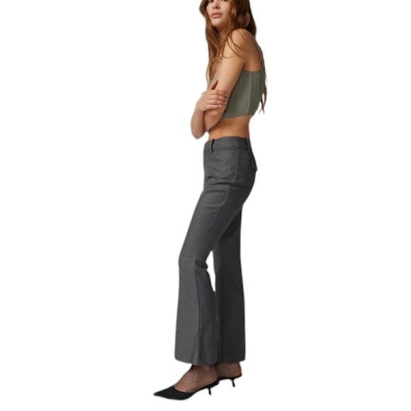 Urban Outfitters Jamie Flare Trouser Pant grey tailored mid rise 2 - Picture 1 of 11